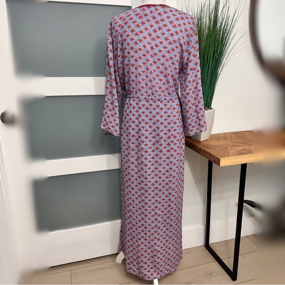 XIRENA Myrah Maxi Dress SZ XS Light Blue Red Lightweight Gauzy Boho GUC - Picture 10 of 10